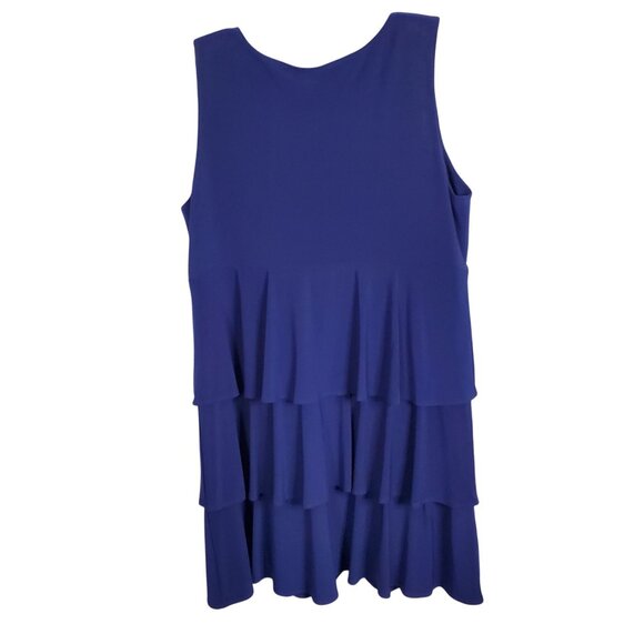 Tiana B Sz 12P 12 Petite Dress Sleeveless Ruffle Tiered Front Keyhole Royal Blue - Picture 2 of 6